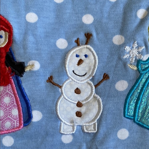 Blue with white polka dot and ruffle, Claire&Charlie Frozen smocked tunic, size6 - Picture 13 of 16